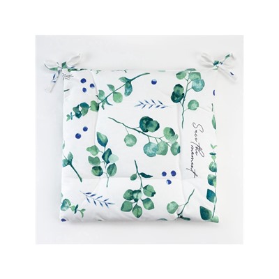 Подушка на стул «Этель. Эвкалипт», 42×42 см, белая