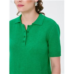 Футболка-поло вязаная зелёного цвета