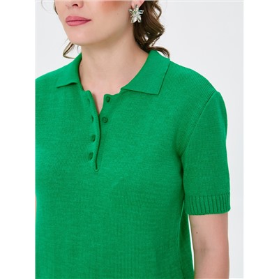 Футболка-поло вязаная зелёного цвета