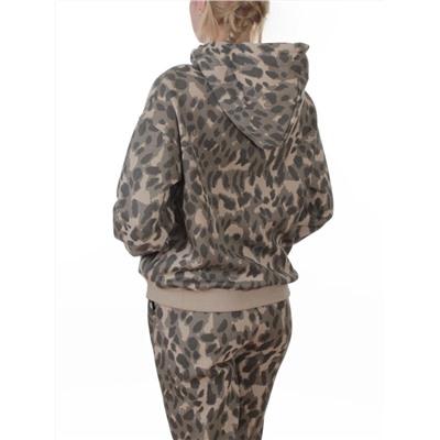 869-3 BEIGE/LEOPARD Костюм спортивный зимний женский (95% хлопок, 5% полиэстер)