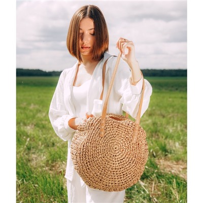 Сумка женская SL Home, ручное плетение, хлопок, длина ручек 30 см, 45×43 см