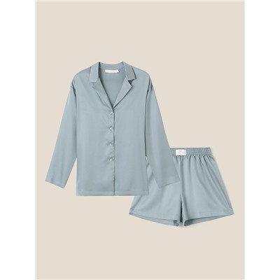 Пижама женская (рубашка, шорты) SL HOME Tensel Home, голубая