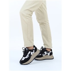 04-PDH362-3 BLACK Кроссовки демисезонные женские (натуральная замша, натуральная кожа)