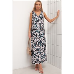 Юбка длинная бежевая с принтом Малика №2