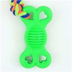 Игрушка жевательная с канатом "Косточка на привязи", 9,5 см, зелёная