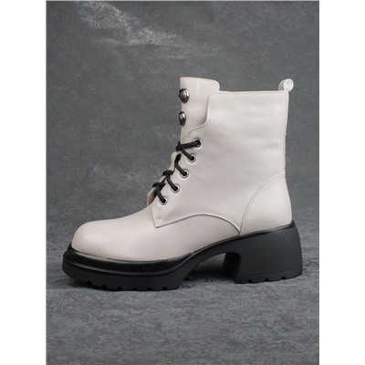 04-M3-H205 BEIGE GRAY Ботинки зимние женские (натуральная кожа, натуральный мех)