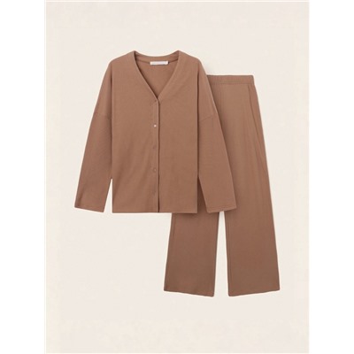 Пижама женская (рубашка, брюки) SL HOME Soft Home, кофейная