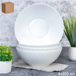 Набор суповых тарелок 4 штуки 900 мл 175 мм Фактурные / WVW70Q (WHITE) /уп 12/