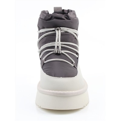 04-WF029-4M DK. GRAY/MILK Ботинки зимние женские (натуральная кожа, курточная ткань, 100% шерсть)