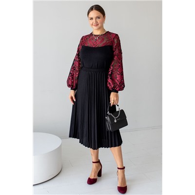 Джемпер АА-71 черно-бордовый