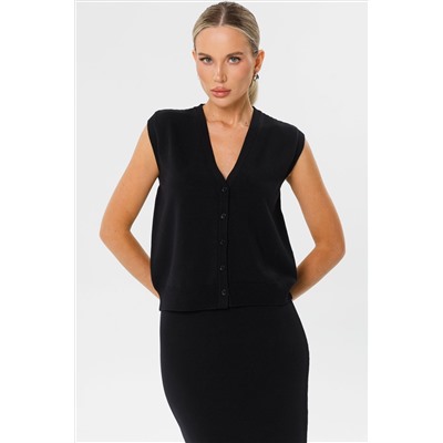 Жилет вязаный чёрный