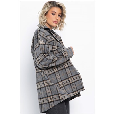 Пальто-рубашка Хармони (серо-бежевая) Б15041-5М