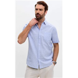 Рубашка к/р лен F111-0450 l.blue stripes
