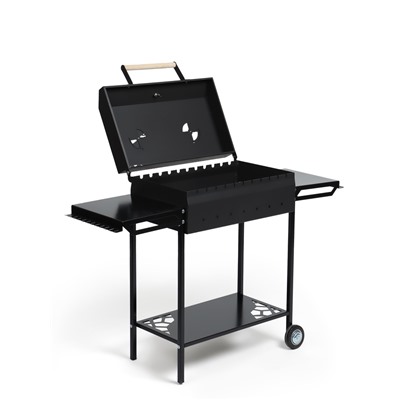 Мангал GrilMe MAX, 35×115×83 см, сталь 2 мм, термометр, 2 полки, колёса