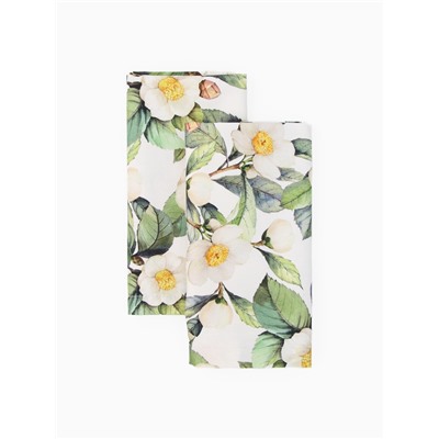 Набор салфеток с декоративными кольцами «Этель» Camellia, 40×40 см - 2 шт., 100% хлопок, саржа