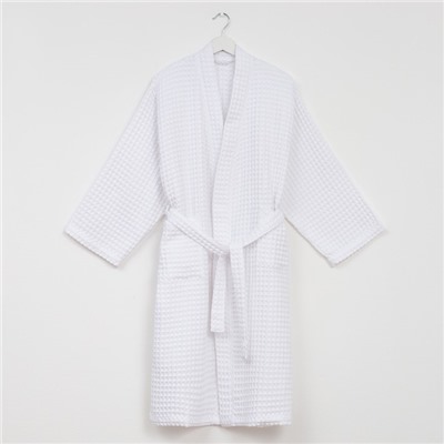 Халат вафельный женский удлинённый «Этель» Boho, размер 50-52, белый, хлопок, 290 г/м²