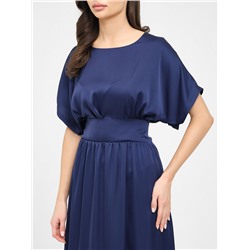 Платье нарядное синее с широким поясом