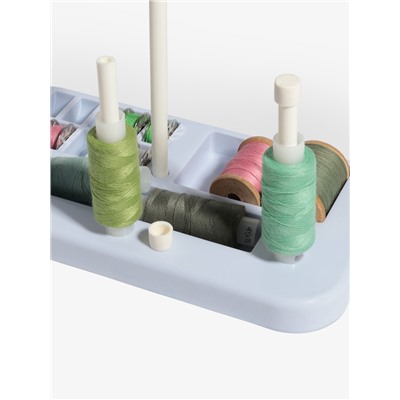 Органайзер-стойка для ниток, на подставке, 20.7×10.8×36.5 см, голубой, белый