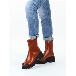 01-BE22B-4C BROWN Ботинки демисезонные женские (натуральная кожа, байка)