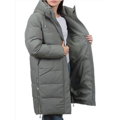 7715 GRAY/GREEN Пальто зимнее женское (200 гр. холлофайбер)