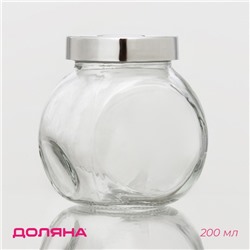 Банка для сыпучих продуктов Доляна «Блеск», 200 мл, 6×8.3 см, с пластиковой крышкой, стекло, прозрачная