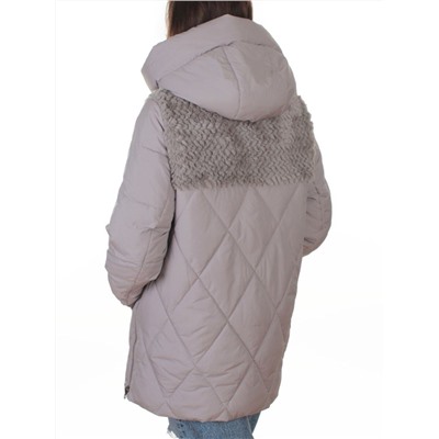 M-8800 GRAY/BEIGE Куртка зимняя стеганная женская (150 гр. холлофайбер)