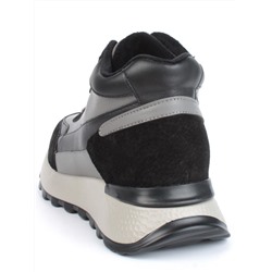 05-810-1 BLACK GRAY Кроссовки женские демисезонные (натуральная кожа , натуральная замша, натуральная байка)