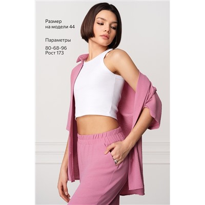 Женский летний костюм оверсайз из ткани-жатка Happyfox