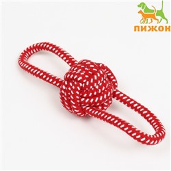 Игрушка канатная "Мяч с ручками", до 65 г, мяч 6 см, до 20 см, красная