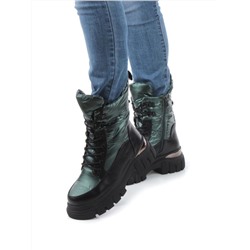 02-FAR137-3Z GREEN/BLACK Дутики женские (искусственная кожа, плащевая ткань, шерсть)