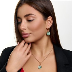 Комплект ювелирной бижутерии коллекция "Дубай" серьги и кулон, покрытие позолота, вставка: перламутр, арт.414.752