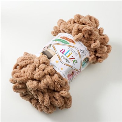 Плюшевая пряжа для вязания руками ALIZE, Puffy, 100 % микрополиэстер, 9 м/100 г, (262 бежевый)