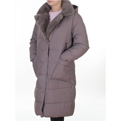 8806 GRAY/LILAC Пальто зимнее женское (200 гр. холлофайбер)