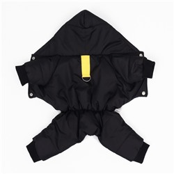 Комбинезон для животных, зимний на флисе, XS(ДС 18-20 см, ОГ 30-32 см, ОШ 24 см), чёрный