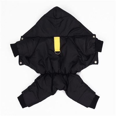 Комбинезон для животных, зимний на флисе, XS(ДС 18-20 см, ОГ 30-32 см, ОШ 24 см), чёрный