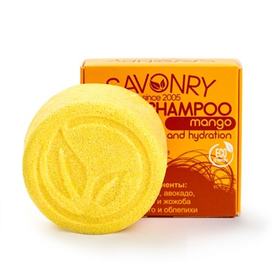 Твёрдый шампунь Mango (манго), питаниеи увлажнение, 80 г