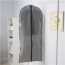 Чехол для одежды Доляна, 61×137 см, плотный, серый, прозрачный