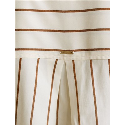 Блузка в полоску свободного силуэта с карманом из эластичного хлопка