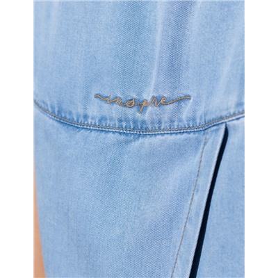 Топ с вырезом лодочка и асимметричным разрезом на спине из джинсового лиоцелла