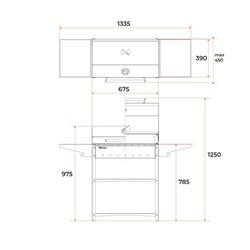 Мангал Family Standart BBQ FSB2000, 133.2×44.1×96.6 см, 2 мм, крышка, боковые полки