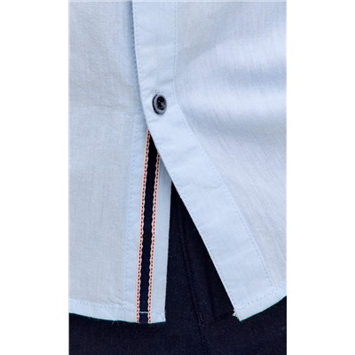 Рубашка к/р лен F611-0485 l.blue