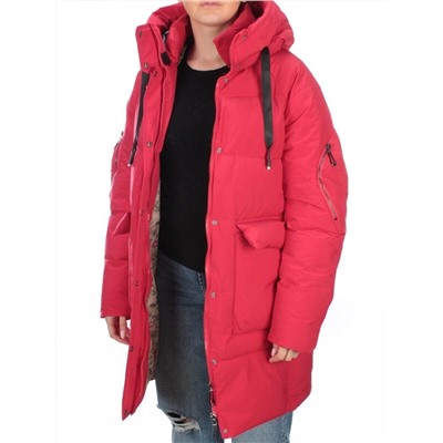 2197 RED Пуховик женский зимний AIKESDFRS (холлофайбер)