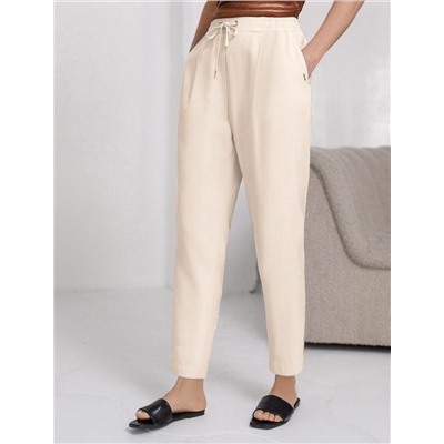 Брюки бананы с поясом на резинке из плотного лиоцелла