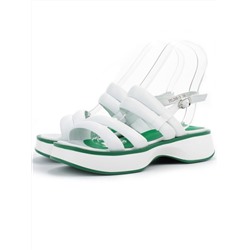 08-PEL266-3 WHITE/GREEN Босоножки женские (натуральная кожа)
