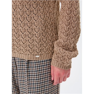 Джемпер вязаный бежевый с длинными рукавами