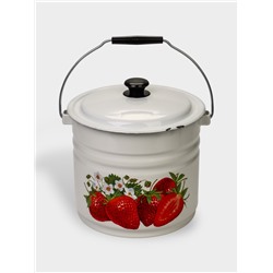 УЦЕНКА Ведро эмалированное, 10 л, с крышкой и ручкой, белое