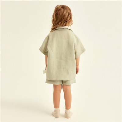 Костюм детский домашний (рубашка и шорты) SL HOME, размер 32 (110-116 см), светло-зелёный