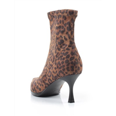 01-H26B-42PC BROWN LEOPARD Ботильоны демисезонные женские (велюр)