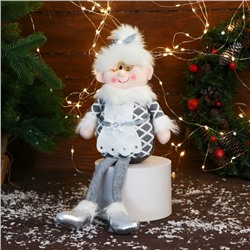 Игрушка мягкая «Бабушка Мороз в костюме с ремешком» 15×39 см, серая