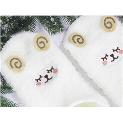 Носки-Тапочки Махровые "Овечки" Белые